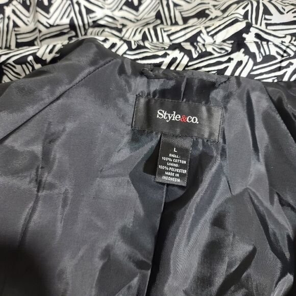 Style & Co double breasted black & white pea coat - Picture 4 of 12